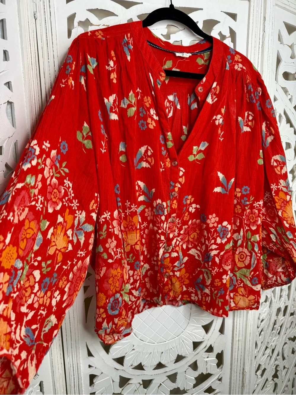 Anthropologie Pilcro The Sydney Red Floral Blouse